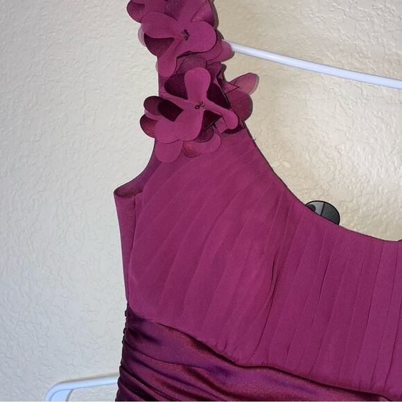 David's Bridal dress bridesmaid NEW Sangria color floral strap empire waist SZ 2 - Picture 5 of 10